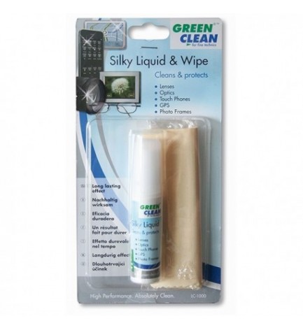 GREEN CLEAN SPRAY - Pack blister liquide 20ml pour optiques et tissu microfibre 25x25cm