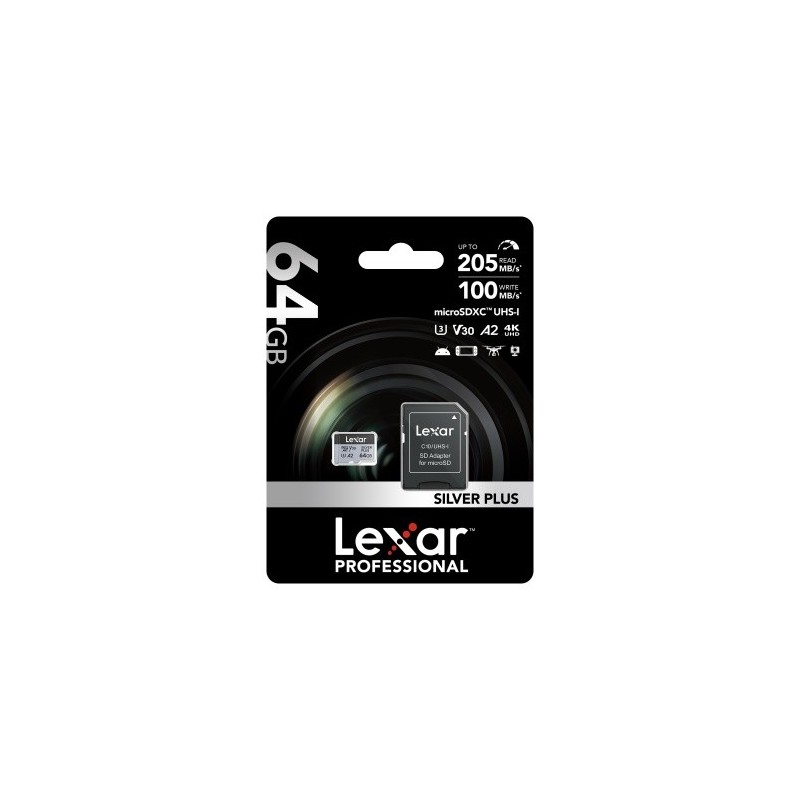 Carte micro-SD 064 GO LEXAR V30 SILVER